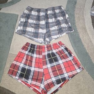 Plaid Elastic-Waist Women's Shorts - Red & Gray